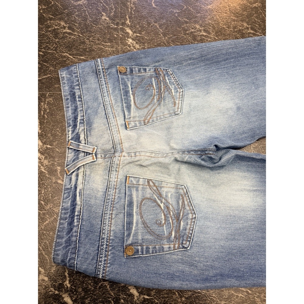 Next Jeans Women Size 14 Demi Slouch Wide Leg High Rise Blue Denim Distressed - Picture 6 of 9